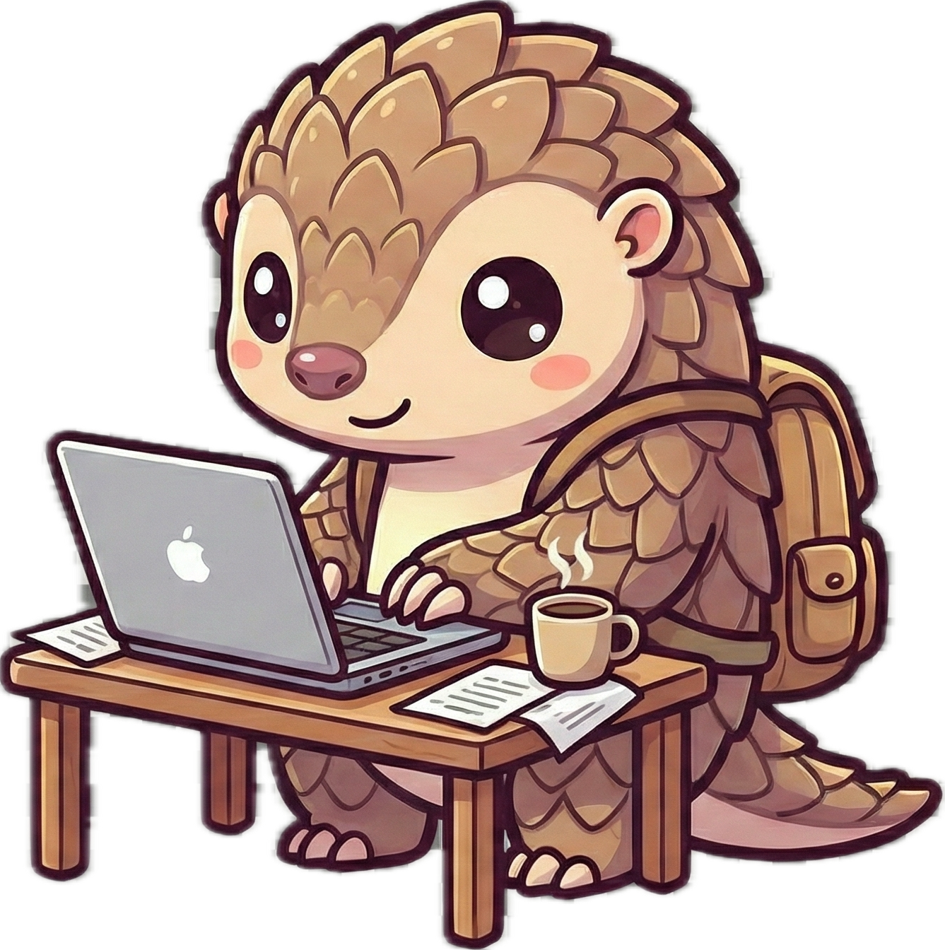 Pangolin using laptop