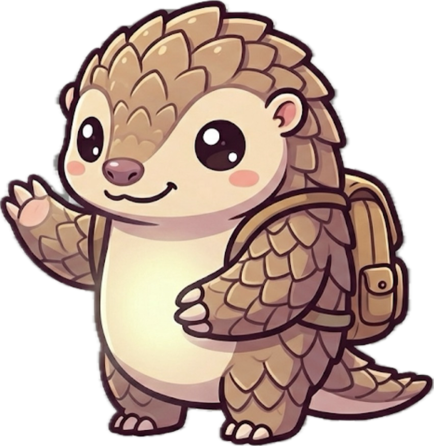 Pangolin mascot waving hello